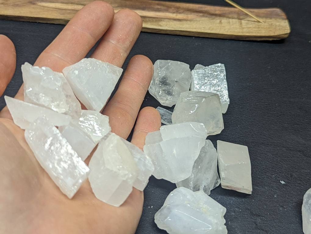 Raw White Calcite Crystal || Rough Clear Calcite Crystal Chunk || Choose Your Size