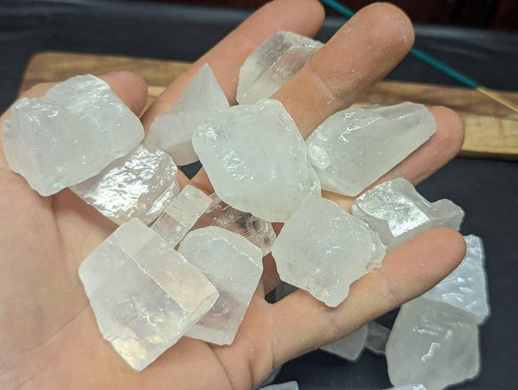 Raw White Calcite Crystal || Rough Clear Calcite Crystal Chunk || Choose Your Size