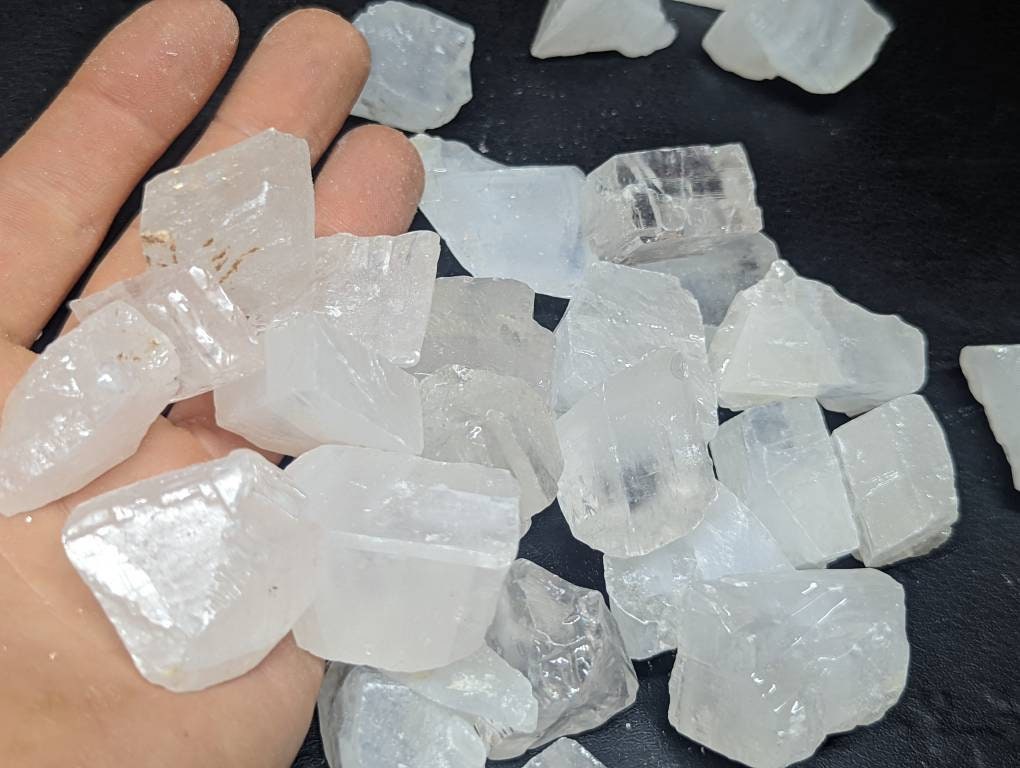 Raw White Calcite Crystal || Rough Clear Calcite Crystal Chunk || Choose Your Size