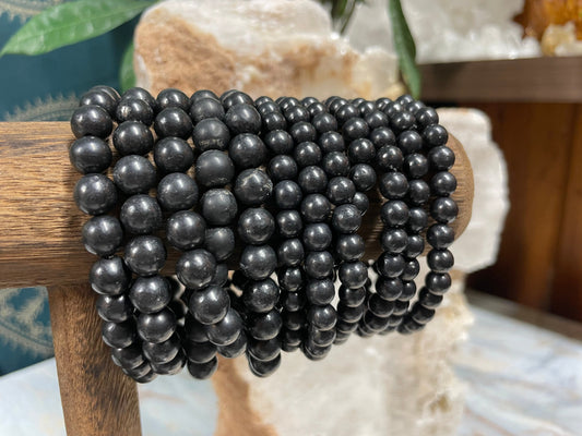 Shungite Crystal Bracelet || Shungite Beaded Bracelet || Shungite Crystal Jewelry || Pick Your Size