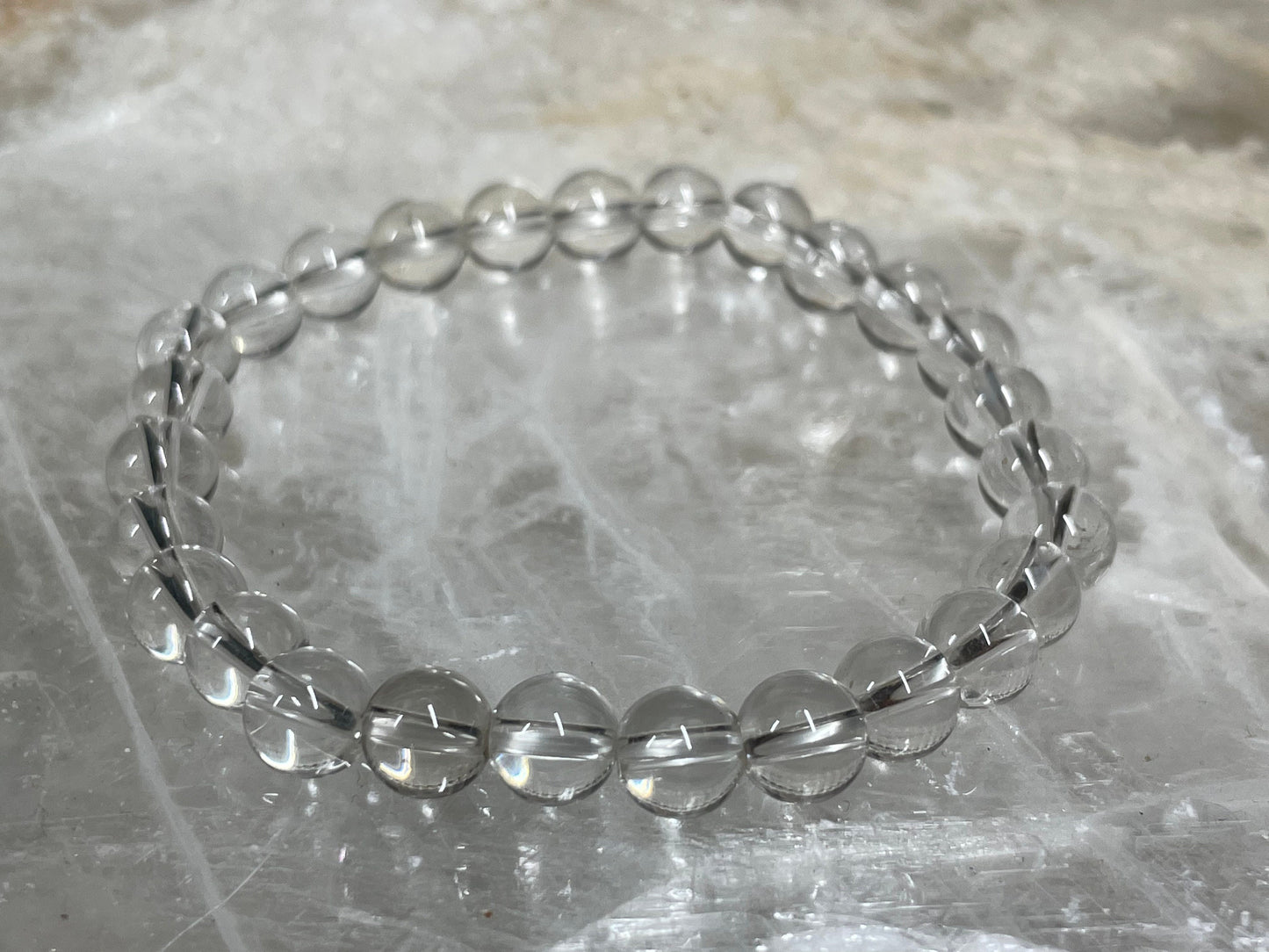 Clear Quartz Crystal Bracelet || Clear Quartz Beaded Bracelet || Clear Quartz Crystal Jewelry || Pick Your Size