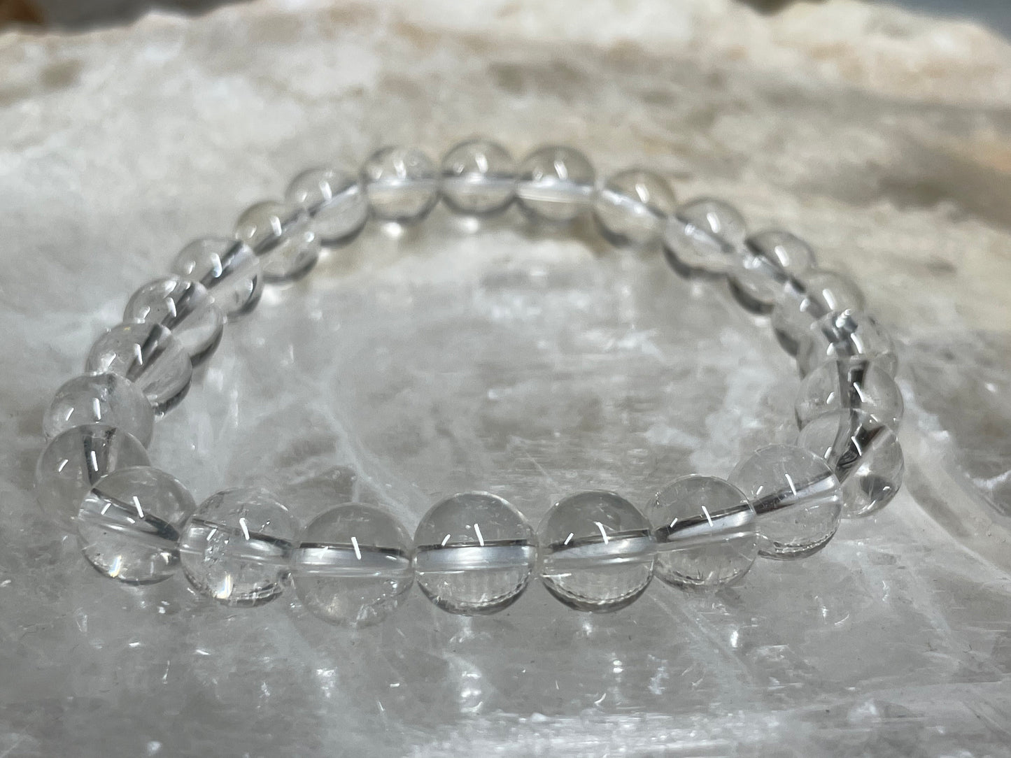 Clear Quartz Crystal Bracelet || Clear Quartz Beaded Bracelet || Clear Quartz Crystal Jewelry || Pick Your Size