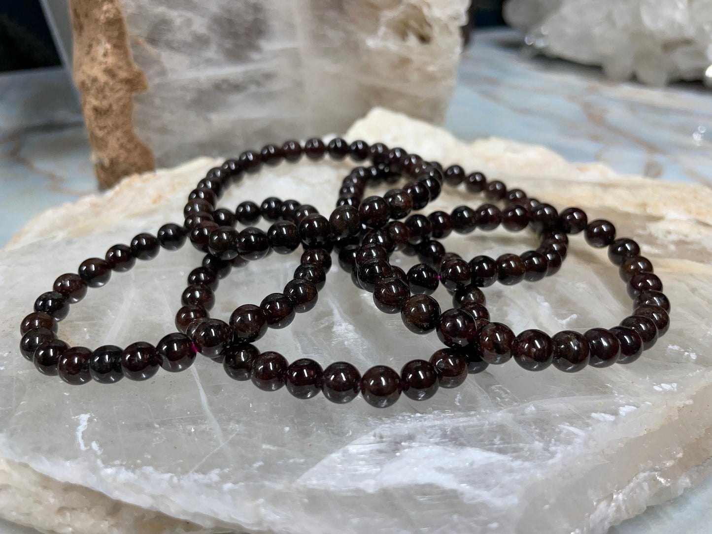 Garnet Crystal Bracelet || Garnet Beaded Bracelet || Garnet Crystal Jewelry || Pick Your Size