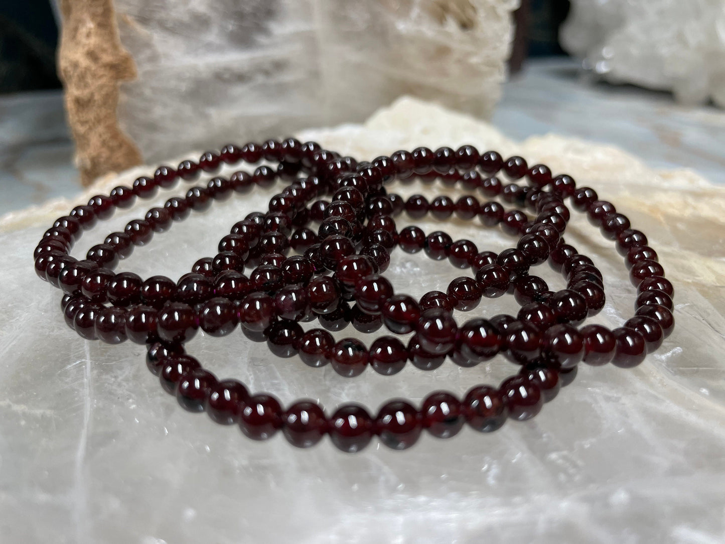 Garnet Crystal Bracelet || Garnet Beaded Bracelet || Garnet Crystal Jewelry || Pick Your Size