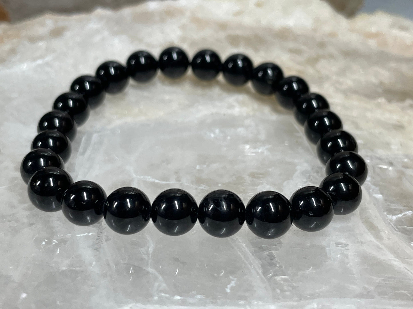 Obsidian Crystal Bracelet || Sheen Obsidian Beaded Bracelet || Obsidian Crystal Jewelry || Pick Your Size