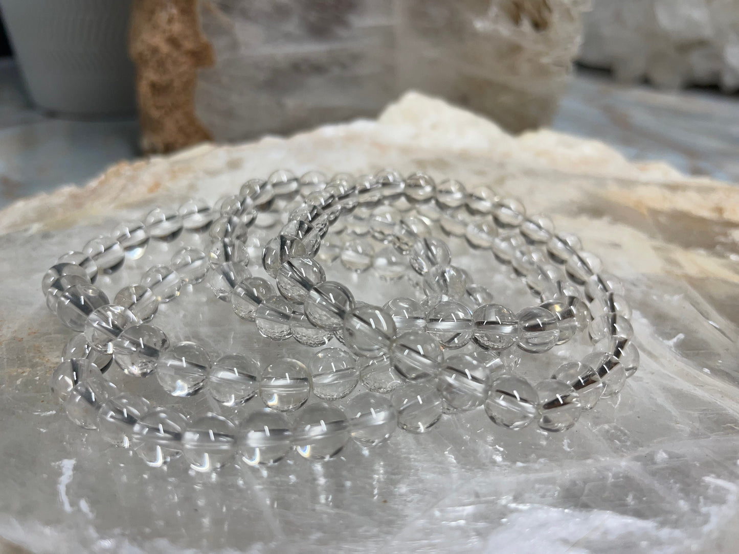 Clear Quartz Crystal Bracelet || Clear Quartz Beaded Bracelet || Clear Quartz Crystal Jewelry || Pick Your Size