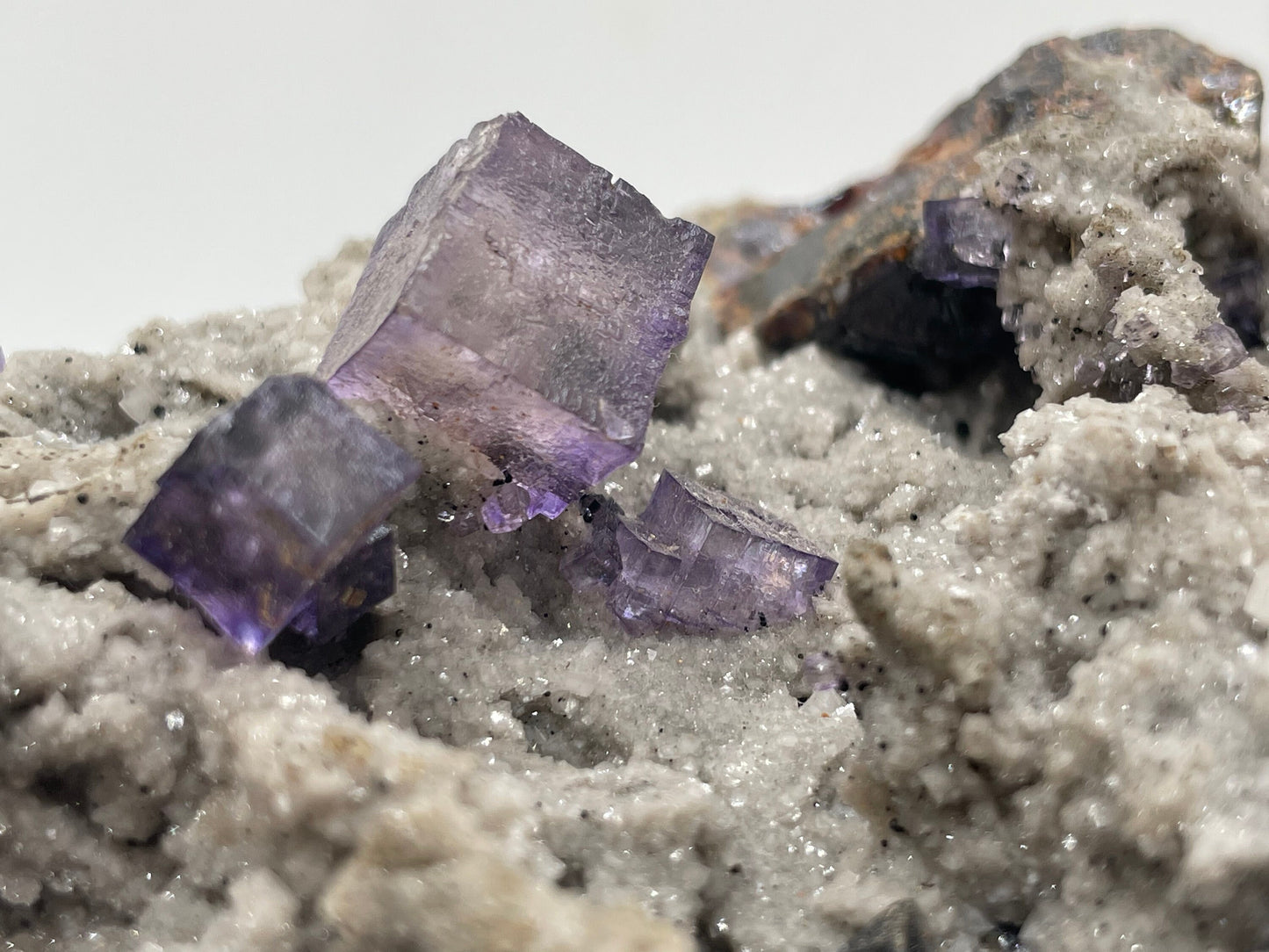 Fluorite with Sphalerite || Purple Fluorite on Red Sphalerite with Sparkly Dolomite ||