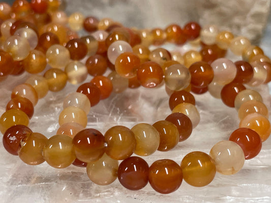 Tri Color Carnelian Crystal Bracelet || Tri Color Carnelian Beaded Bracelet || Carnelian Crystal Jewelry ||