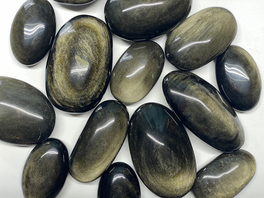 Gold Sheen Obsidian Palm Stone || Natural Gold Sheen Obsidian Palm Stone || Obsidian Palm Stone || Pick Your Size