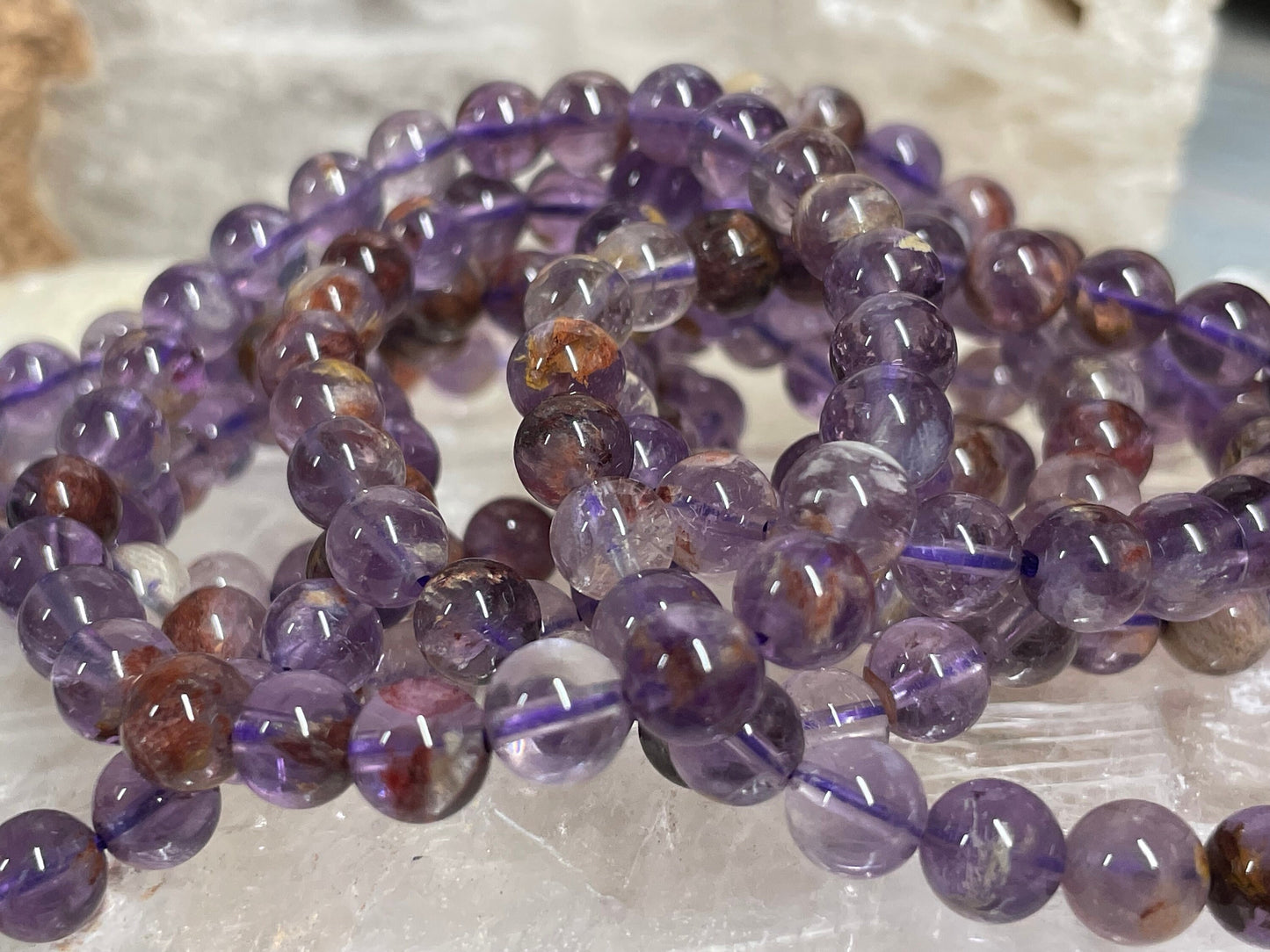 Ghost Amethyst Crystal Bracelet || Ghost Amethyst Beaded Bracelet || Ghost Amethyst Crystal Jewelry || Pick Your Size