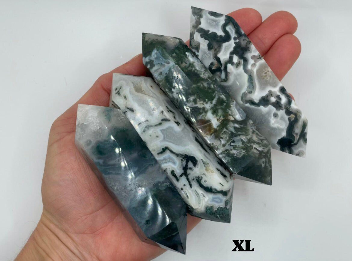 Double Terminated Moss Agate || Moss Agate Double Terminated Point || Choose your size