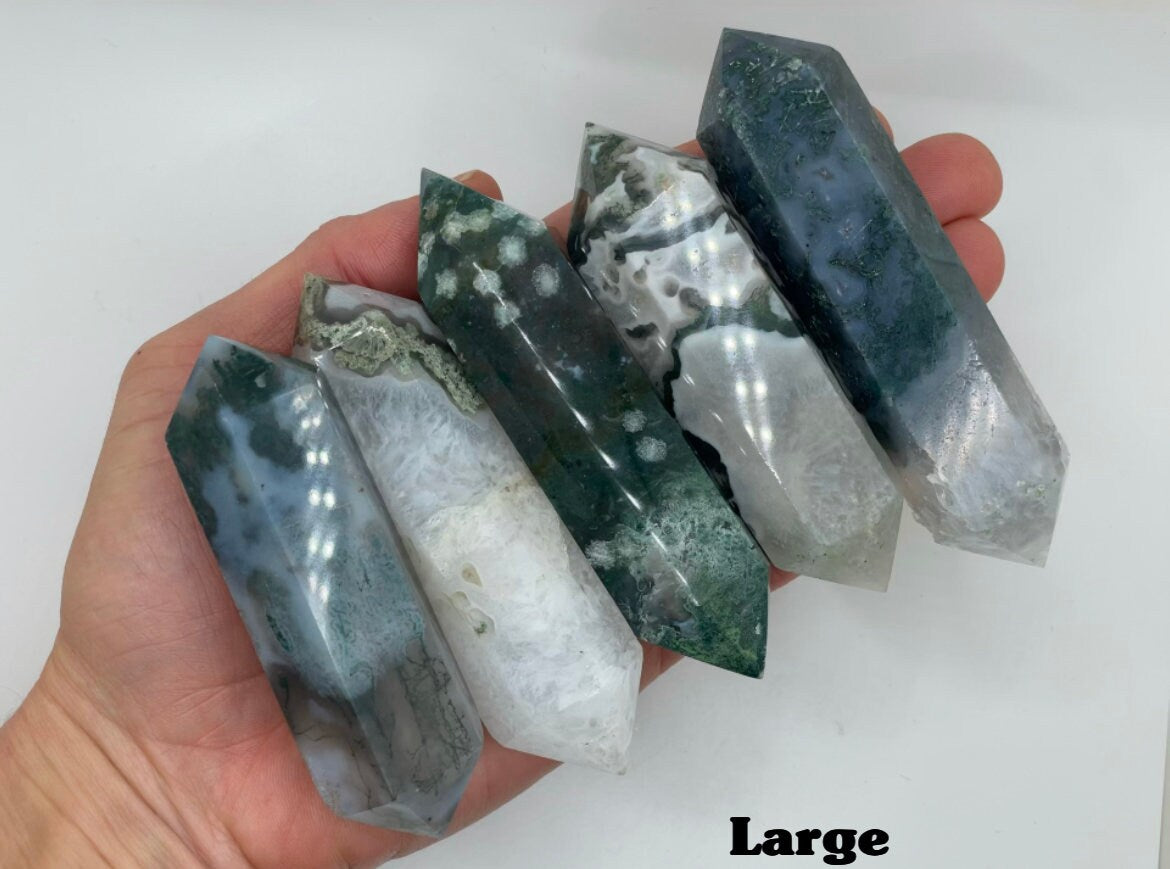 Double Terminated Moss Agate || Moss Agate Double Terminated Point || Choose your size