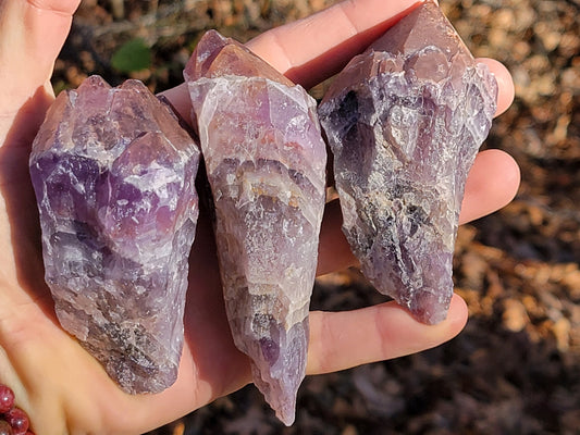 Raw Thunder Bay Amethyst || Raw Hematite Capped Amethyst Crystal Points || Choose Your Size